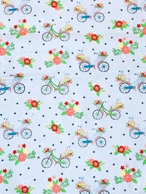 Floral Retro Bikes | Quilting Cotton | 112cm wide