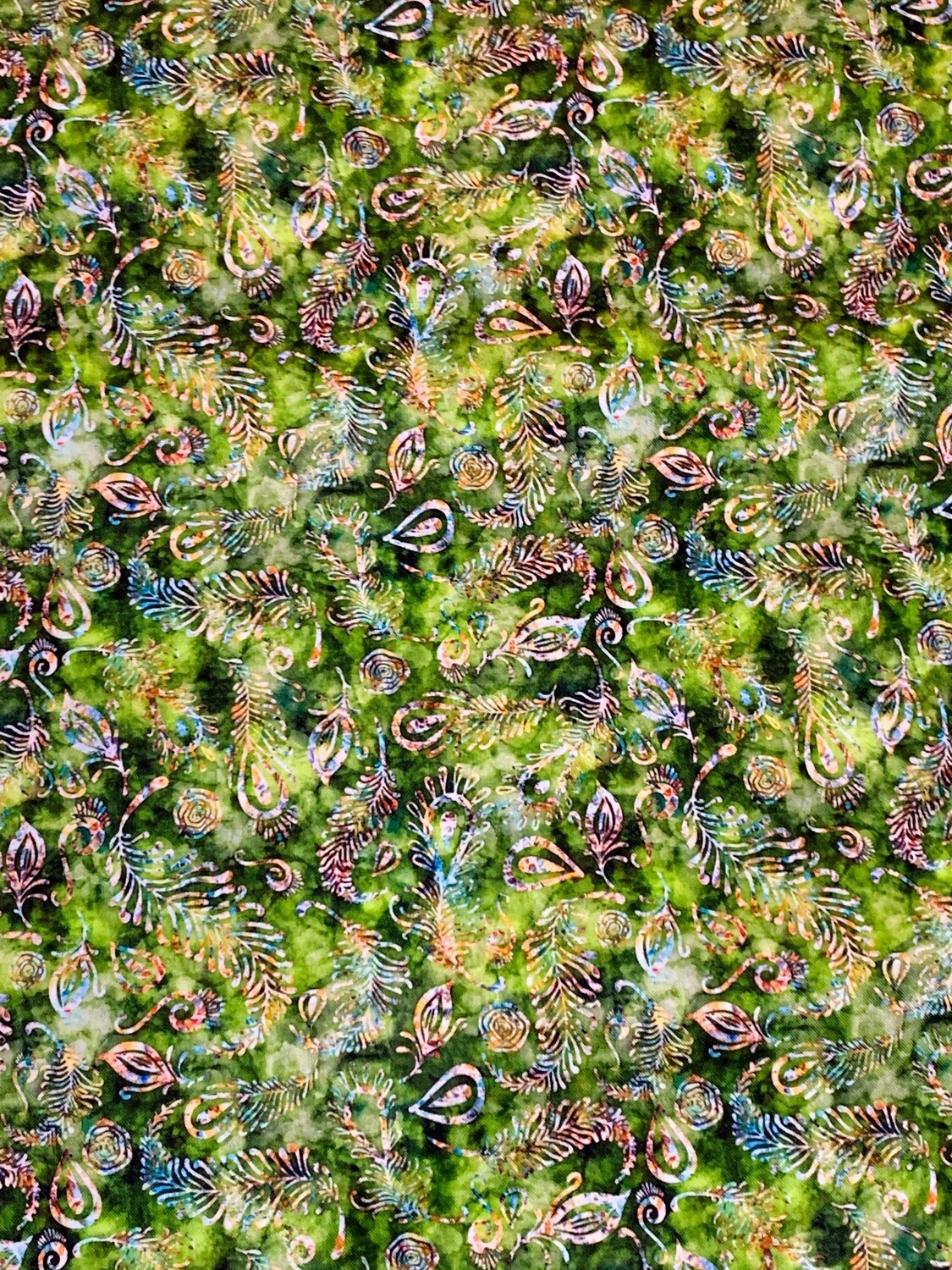 Green Feather Batik | Quilting Cotton | 112cm wide