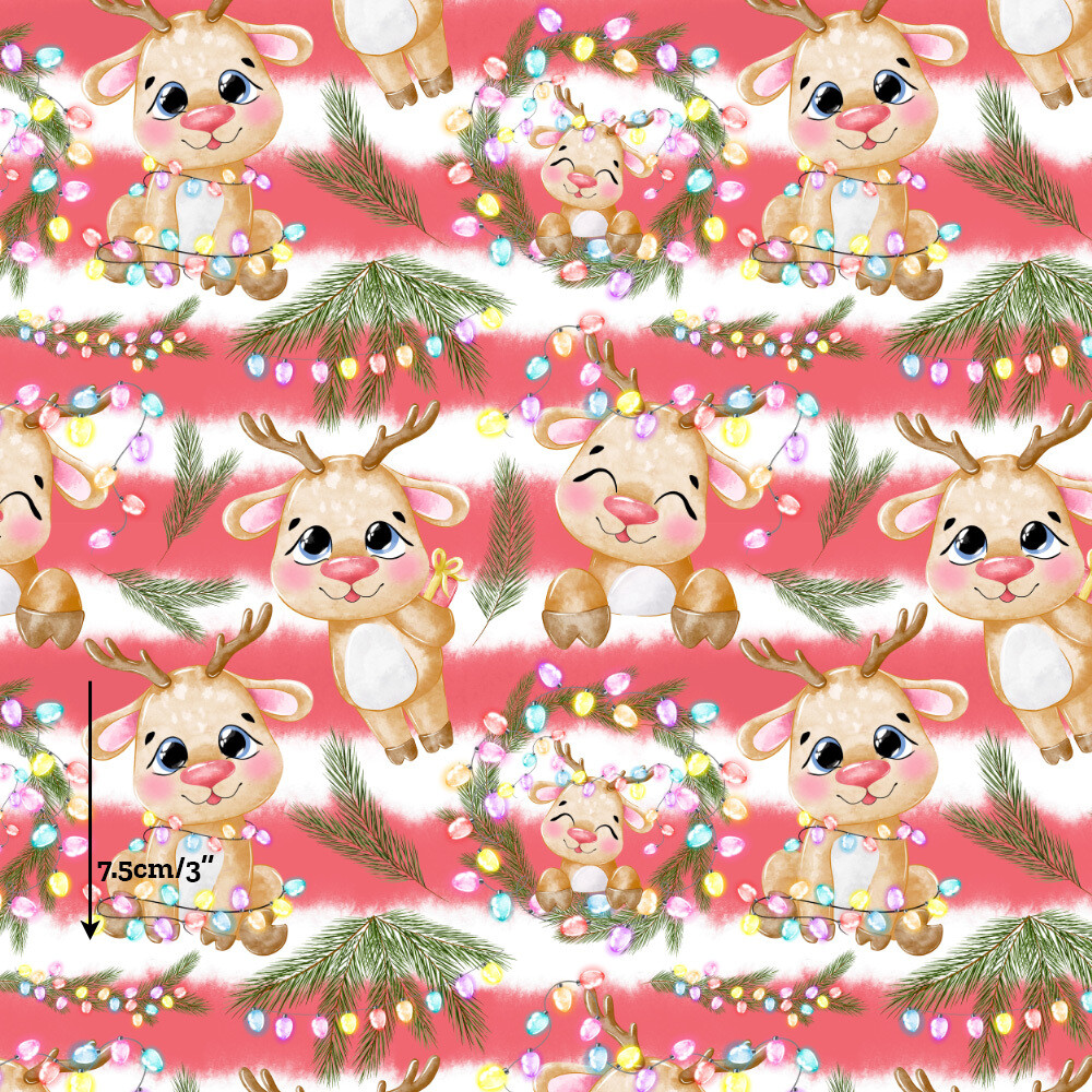 Xmas Reindeers | Digital Print Cotton Woven | 145cm wide