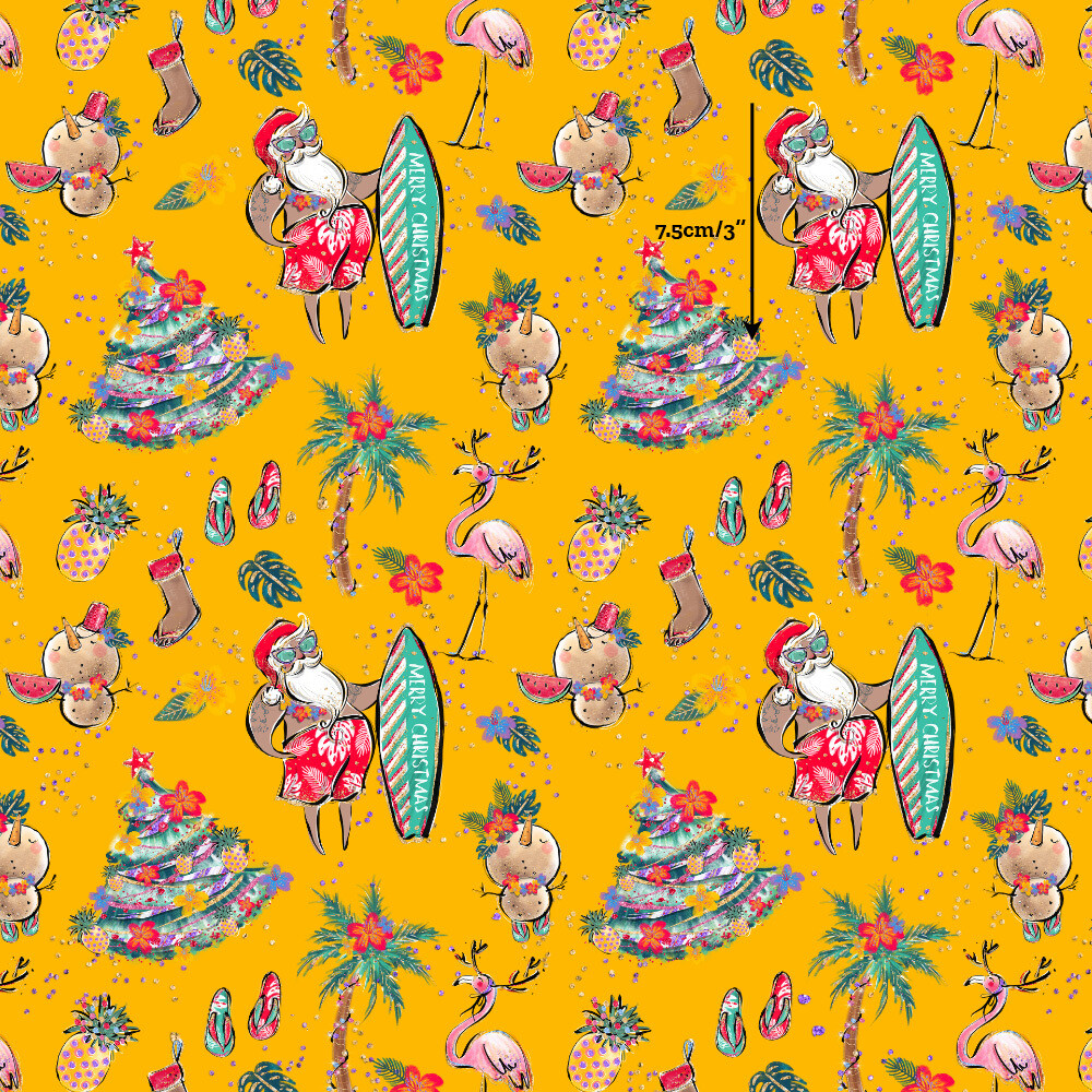 Xmas Aussie Santa | Digital-Print Cotton Woven | 112cm wide - 0.45m Piece