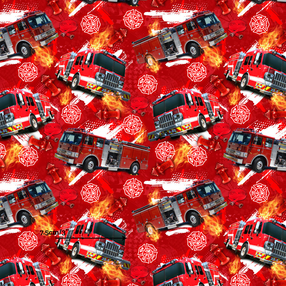 Fire Engine | Custom Cotton Woven | 112cm wide - 0.4m Piece