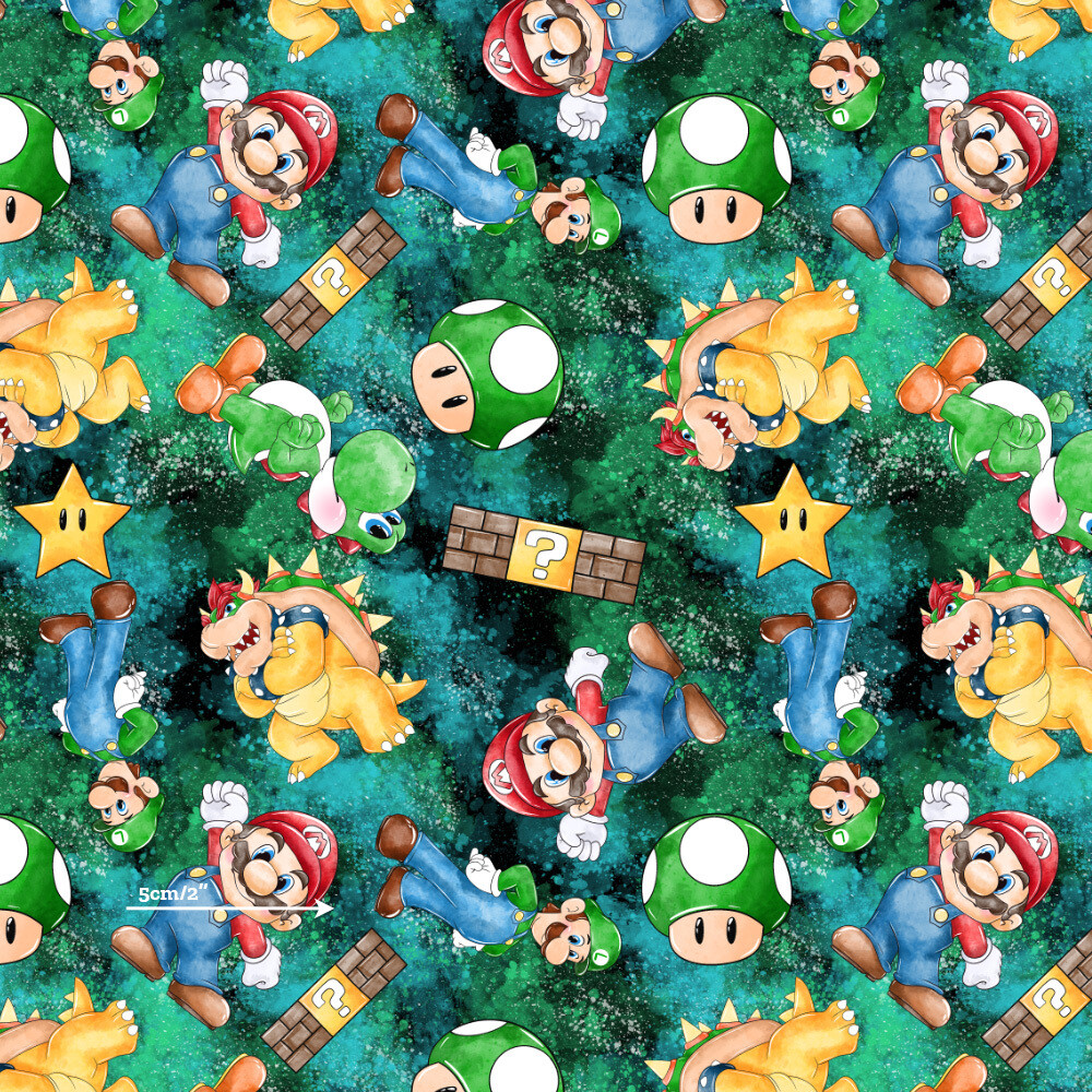 Mario, Green Toss | Custom Cotton Woven | 145cm wide
