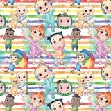 Cocomelon, Rainbow Stripes | Custom Cotton Woven | 145cm wide