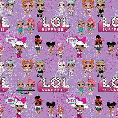 LOL Dolls, Purple | Digital-Print Custom Cotton Woven | 145cm wide