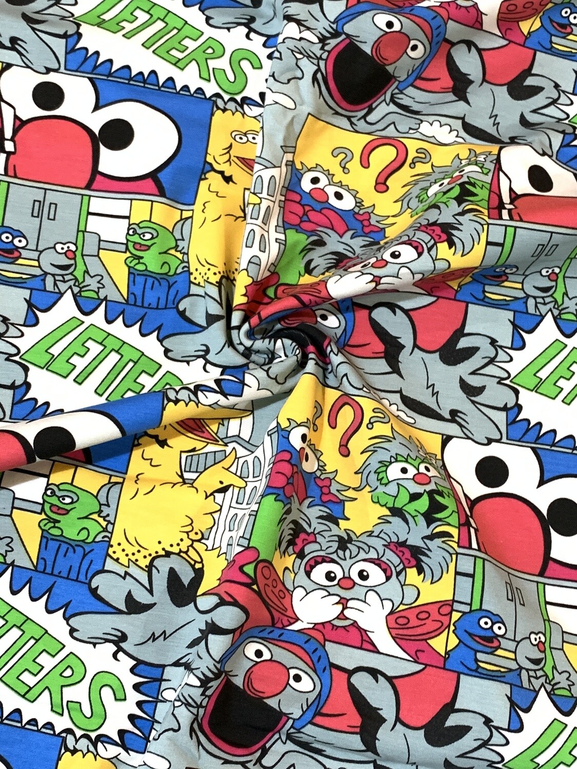 Sesame Street Friends | Licensed Cotton Lycra, 280gsm | 155cm Wide - 0.8m Piece