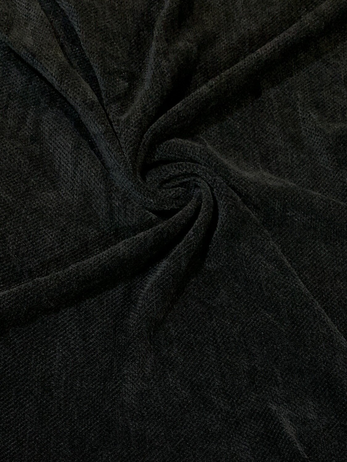 Black | Chenille Fabric Plush Sweater Knit | 175cm Wide