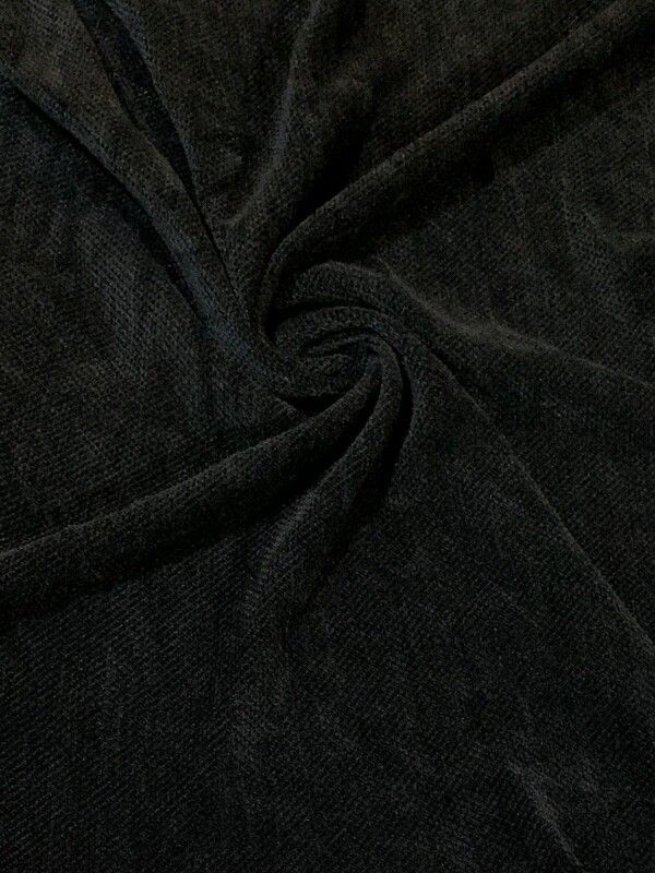 Black | Chenille Fabric Plush Sweater Knit | 175cm Wide