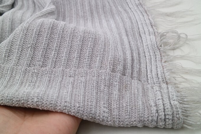 Light Grey | Ribbed Chenille Fabric Plush Sweater Knit | 150cm Wide - 0.45m Piece