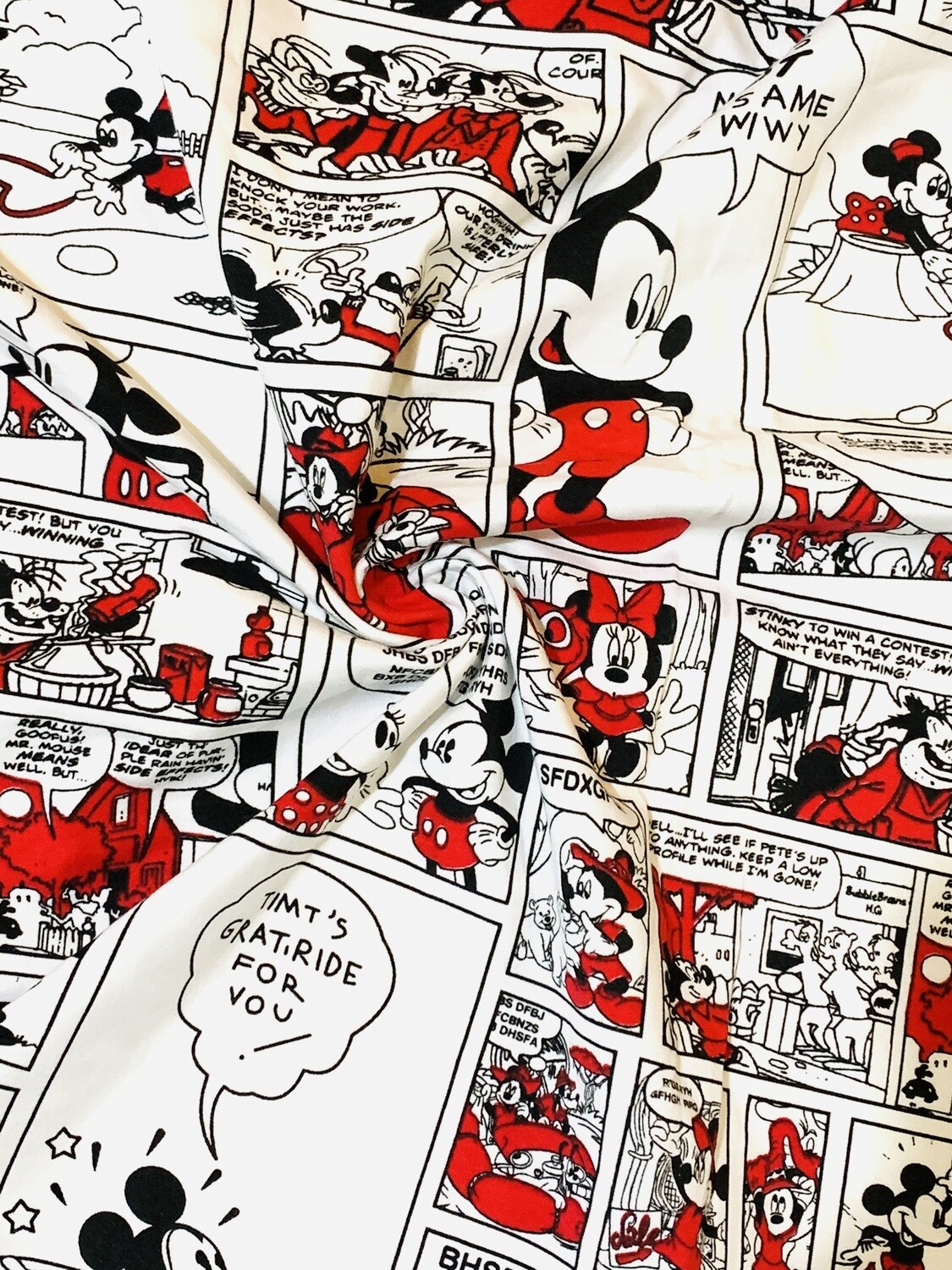 Mickey Comic | Licensed Cotton Lycra, 280gsm | 170cm Wide