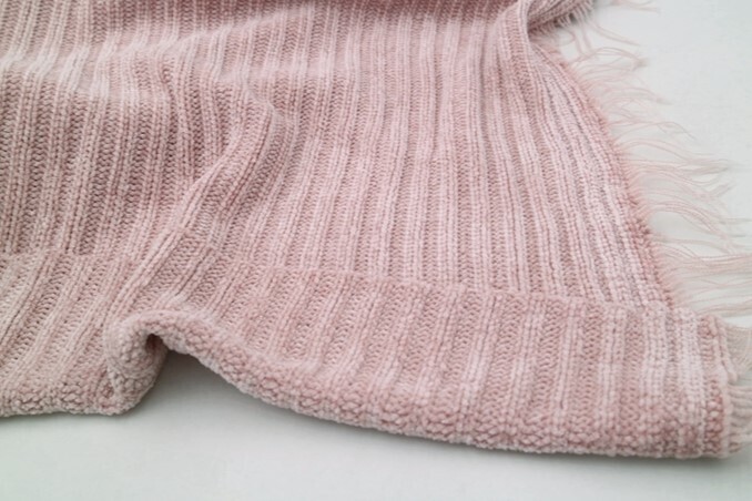 Light Rose | Ribbed Chenille Fabric Plush Sweater Knit | 150cm Wide - 1.75m Piece