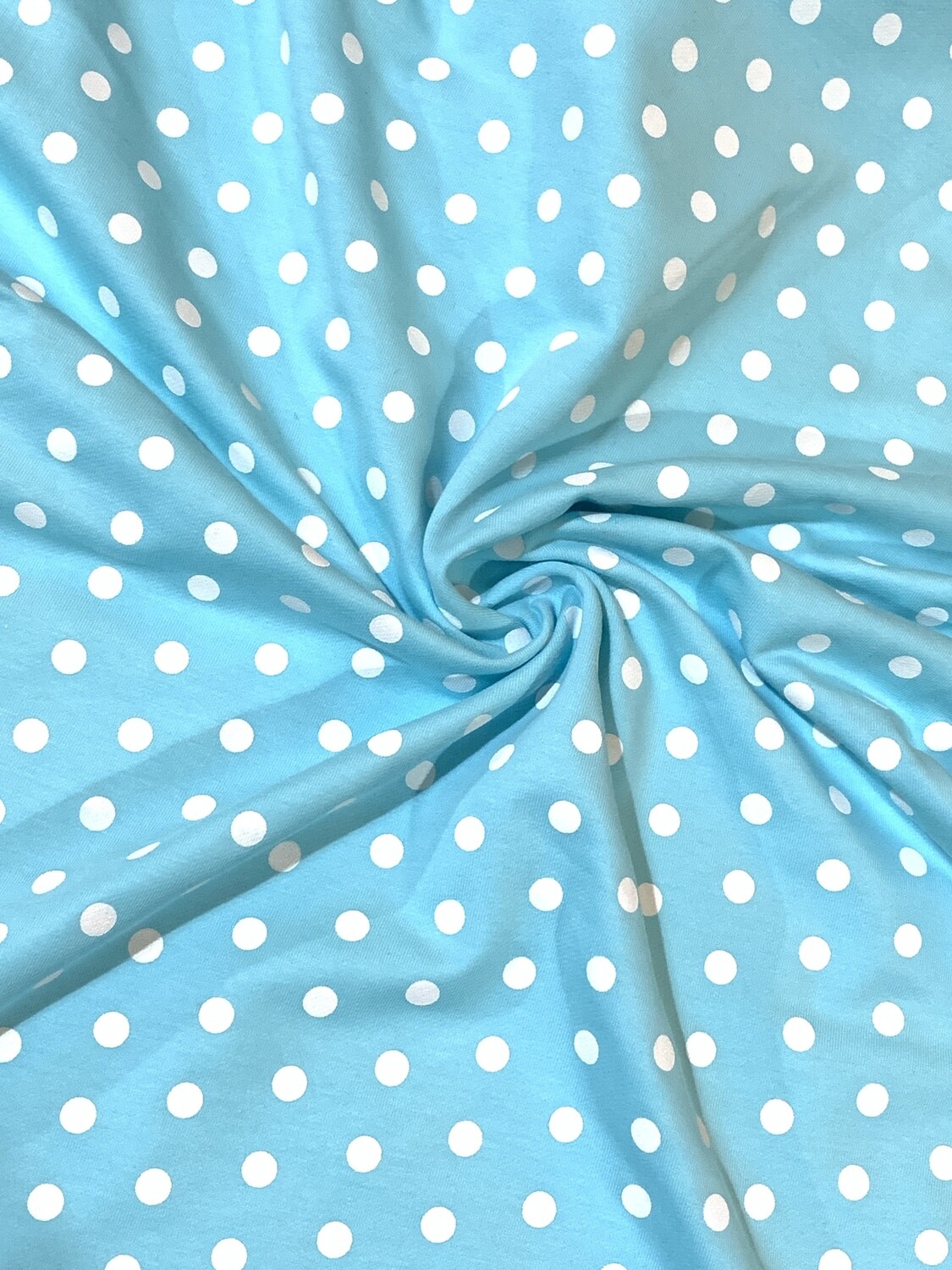 Blue Polka | Lightweight Stretch French Terry, 200gsm | 180cm Wide - 0.9m Piece