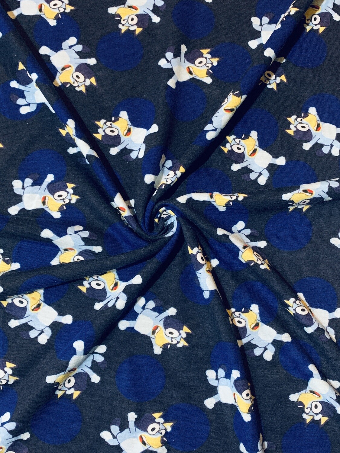 Bluey Polka Toss | Licensed Cotton Jersey, 180gsm | 160cm Wide
