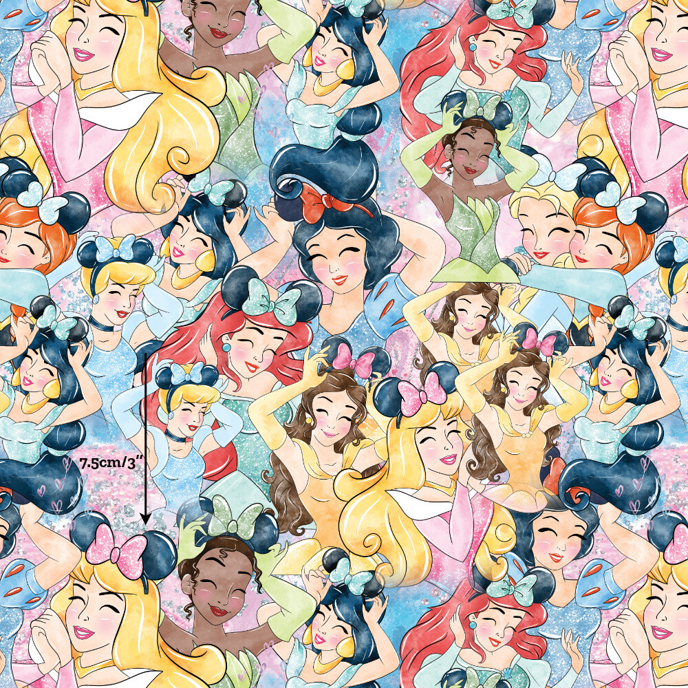 Princesses, Tiara | Digital Print Custom Cotton Woven | 112cm wide - 0.85m Piece