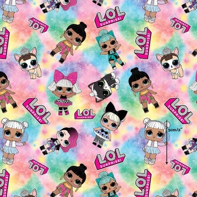 LOL Dolls Rainbow Toss | Digital Print Custom Cotton Woven | 145cm wide