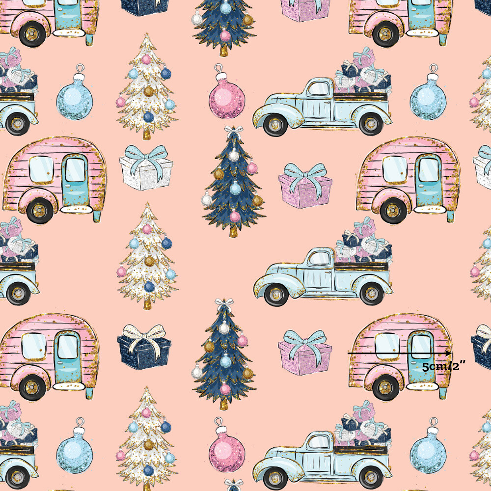 Xmas Caravans | Digital-Print Cotton Woven | 145cm wide