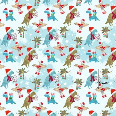 Xmas Dinos | Digital-Print Cotton Woven | 145cm wide