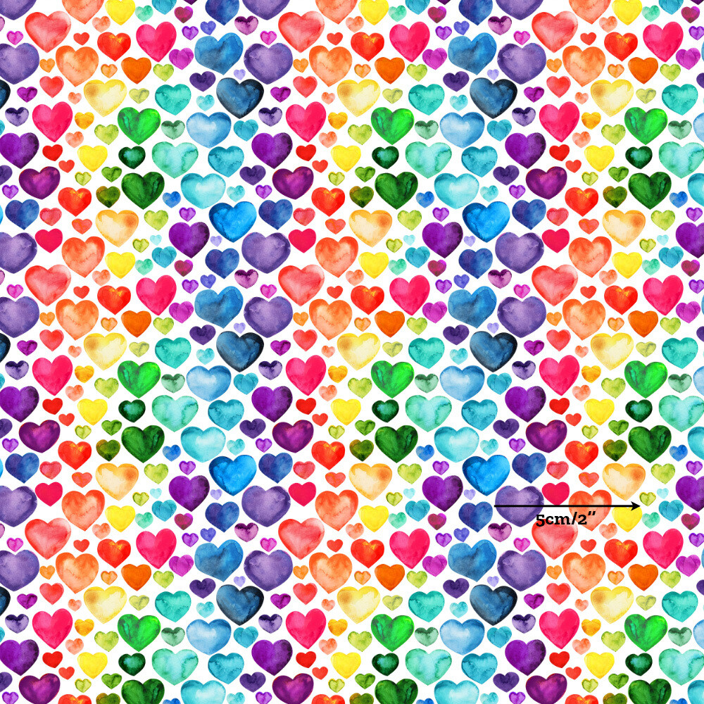 Rainbow Hearts | Digital-Print Cotton Woven | 145cm wide