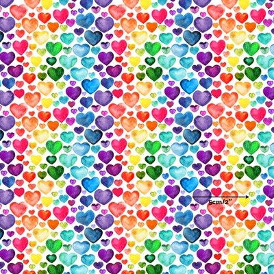 Rainbow Hearts | Digital-Print Cotton Woven | 145cm wide