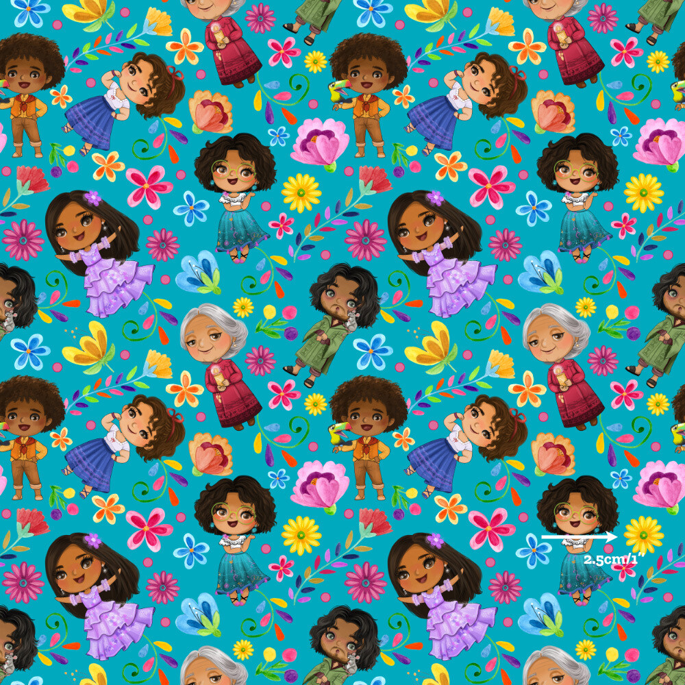 Encanto Characters Toss | Custom Cotton Woven | 145cm wide