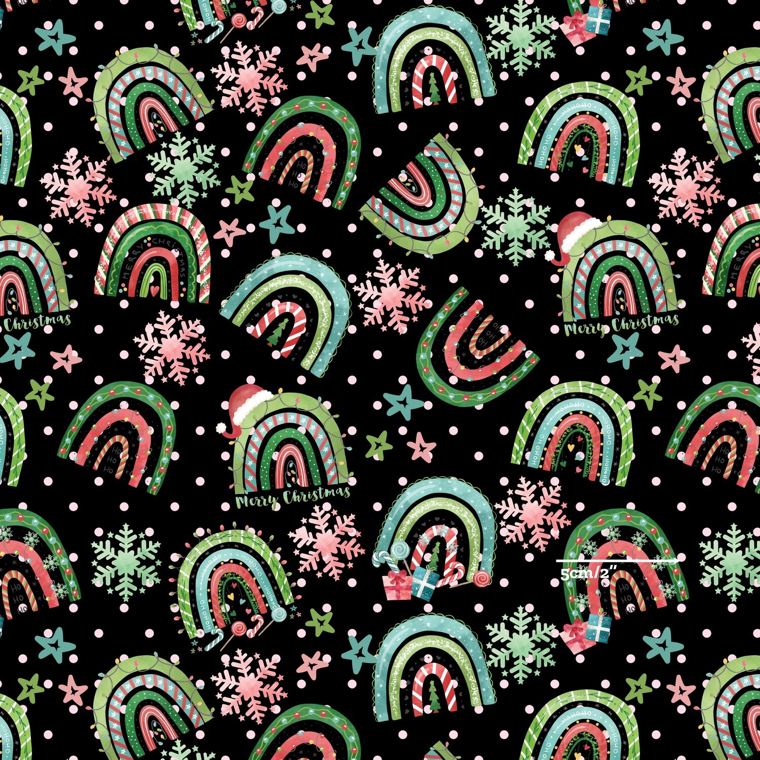 Xmas Rainbow Toss | Custom Cotton Woven | 145cm wide