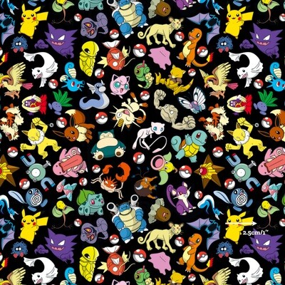Pokemon Characters Allover | Digital Print Custom Cotton Woven | 145cm wide