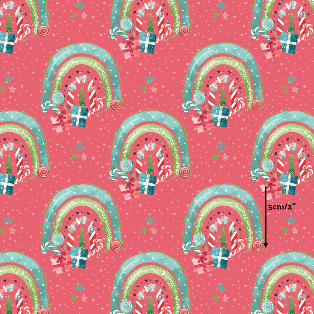 Xmas Rainbows | Digital-Print Cotton Woven | 145cm wide