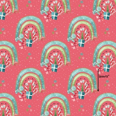 Xmas Rainbows | Digital-Print Cotton Woven | 145cm wide