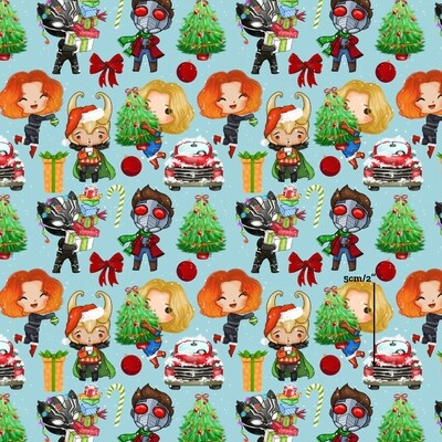 Superheroes Xmas Kawaii | Custom Cotton Woven | 145cm wide