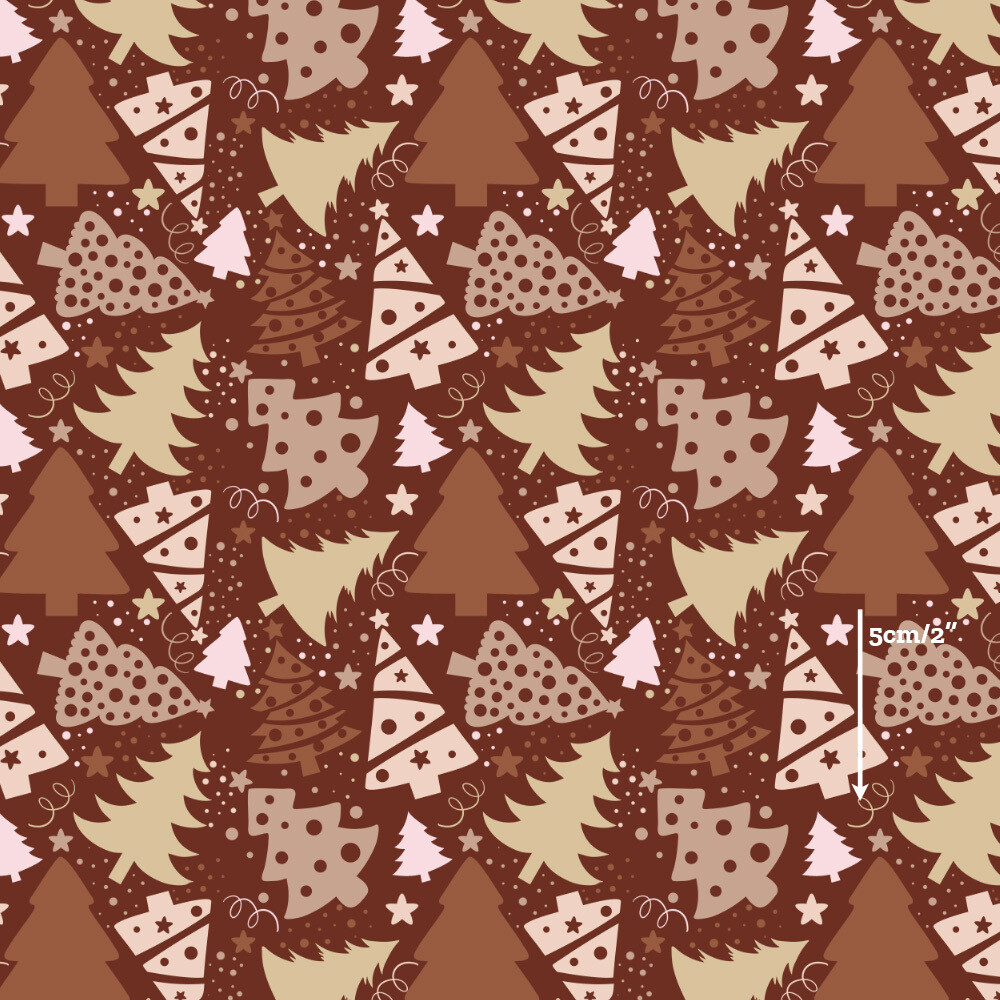 Boho Xmas Trees | Digital-Print Cotton Woven | 145cm wide