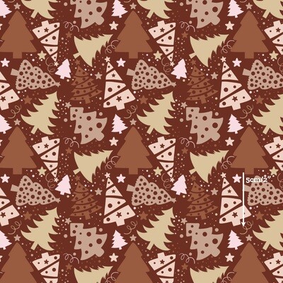 Boho Xmas Trees | Digital-Print Cotton Woven | 145cm wide