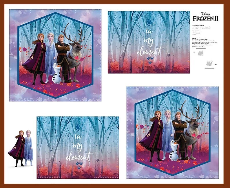 Frozen 2 Stitch and Stuff Pillow Panel | Licensed Quilting Cotton Panel