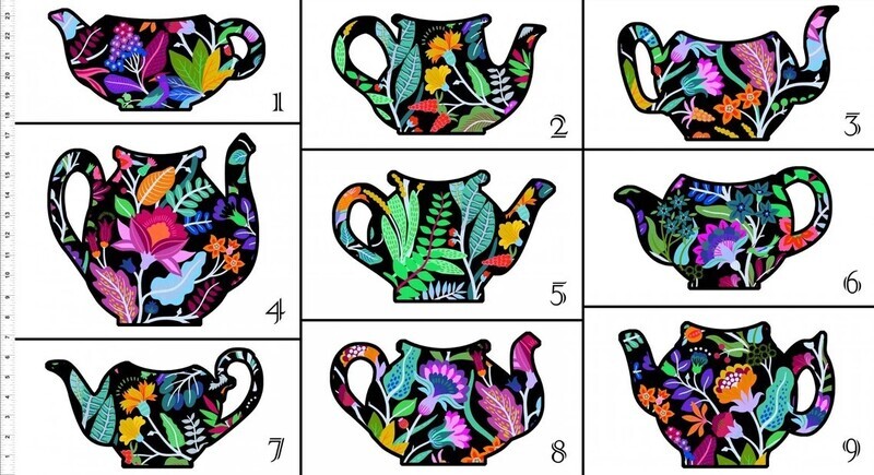 Teapot Sampler | Quilting Cotton Panel