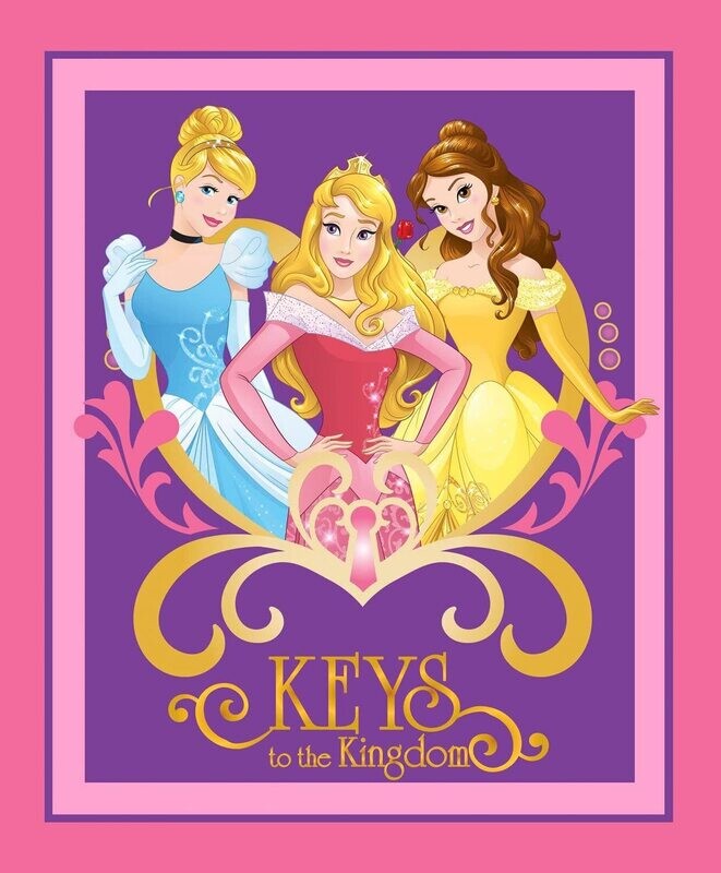 Princesses, Keys to the Kingdom | Licensed Quilting Cotton Panel