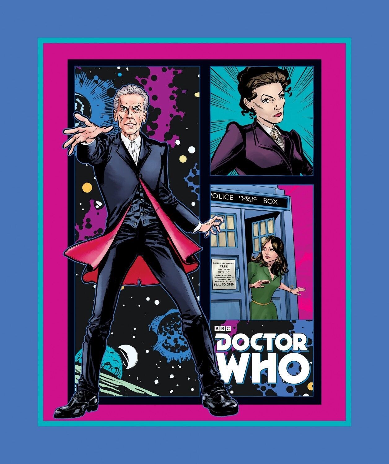 Dr Who Telephone Box | Licensed Quilting Cotton Panel