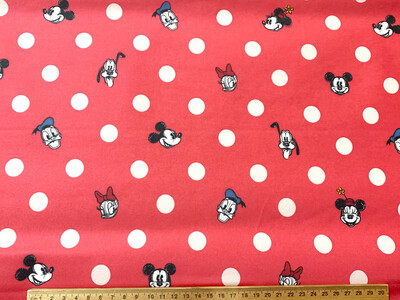 Mickey &amp; Friends, Polka Dot | Waterproof Cotton Canvas | 150cm wide