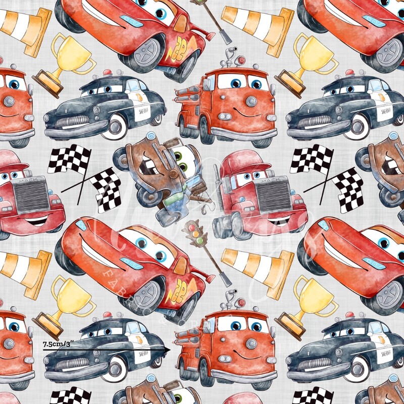 Cars, Grey | Digital Print Custom Cotton Woven | 145cm wide