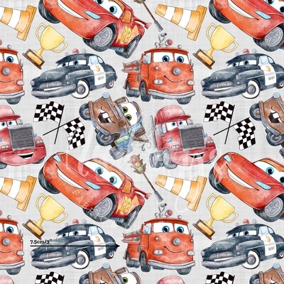 Cars, Grey | Digital Print Custom Cotton Woven | 145cm wide