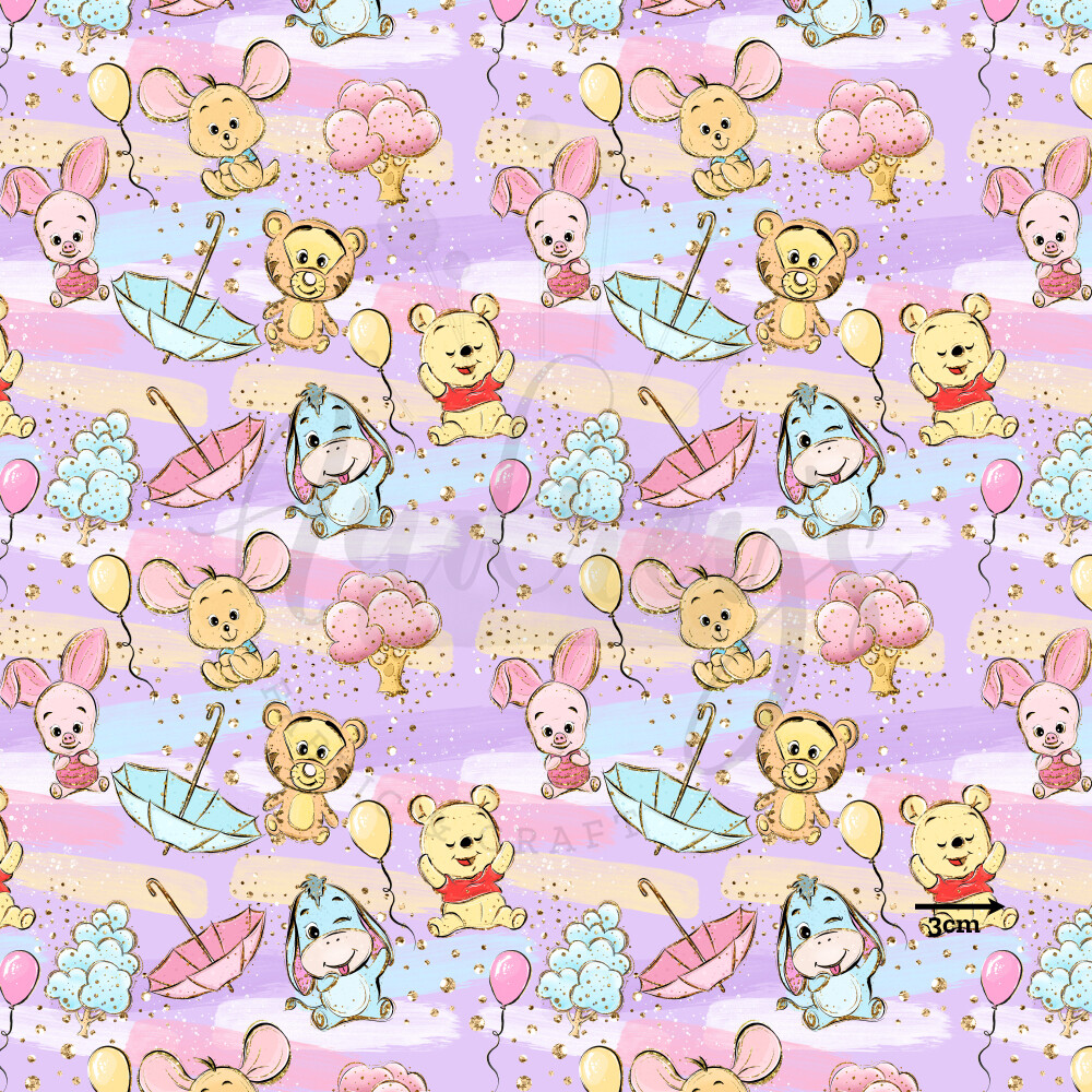 Best Friends, Pooh | Digital-Print Cotton Lycra 230gsm | 150cm wide - 1m Piece