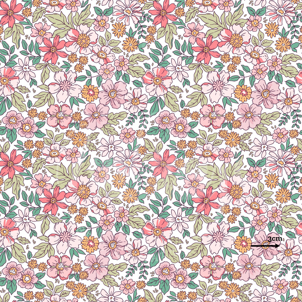 Delilah, Blush | Digital-Print Cotton Lycra 230gsm | 150cm wide
