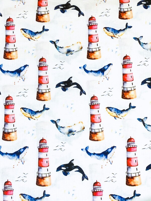 Whales | Quilting Cotton | 112cm wide - 0.45m Piece