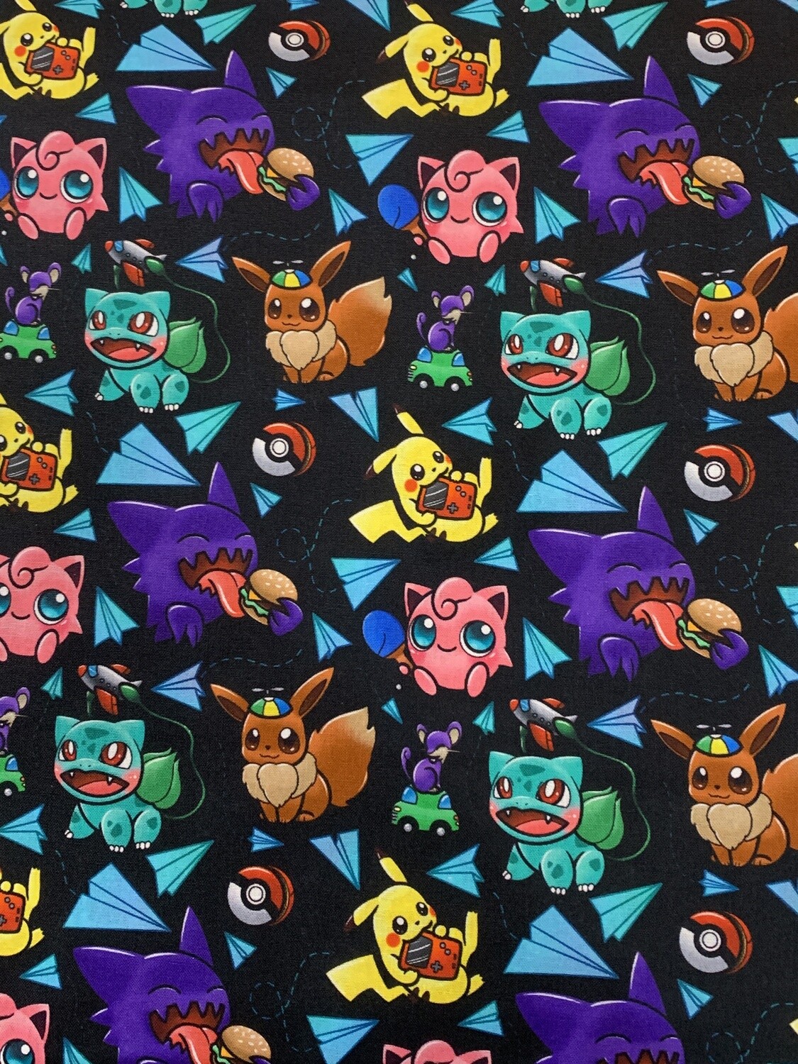 Pokemon, Black | Custom Quilting Cotton | 145cm wide - 0.75m Piece