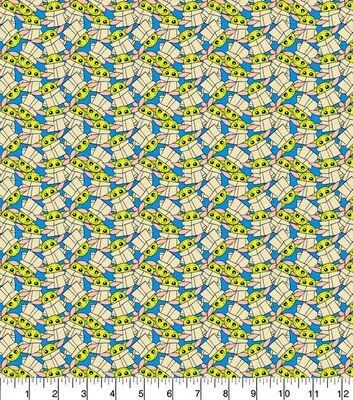 Baby Yoda Grogu, Blue Packed | Licensed Quilting Cotton | 112cm wide