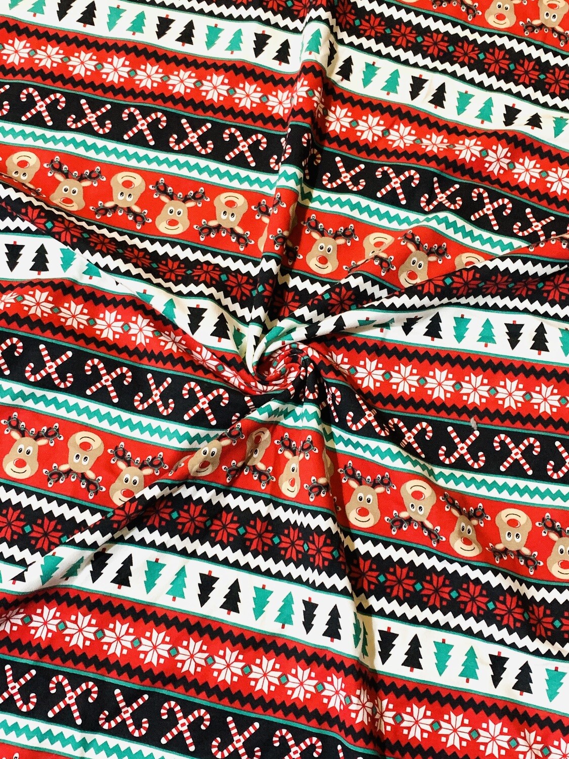 Reindeer Stripes | Cotton Lycra, 230gsm | 165cm Wide