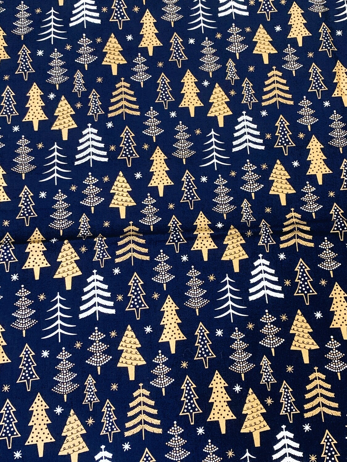 Xmas Trees, Navy | Quilting Cotton | 112cm Wide - Final Pieces
