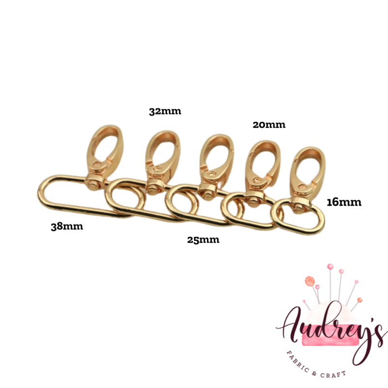 Rose Gold | 38mm (1.5&#39;&#39;) Swivel Snap Hook Clips / Lobster Clasps