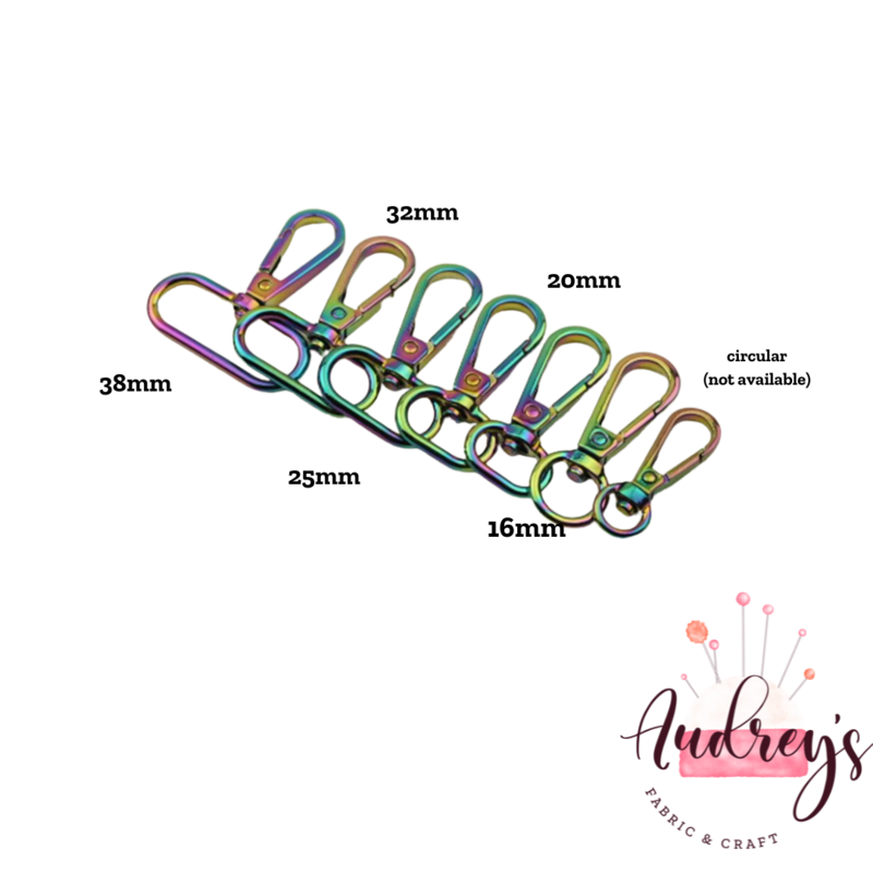 Rainbow | 20mm (3/4&#39;&#39;) Swivel Snap Hook Clips / Lobster Clasps