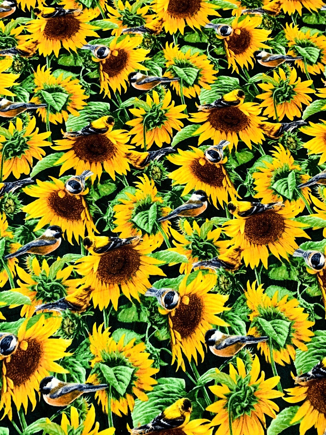 Sunflowers &amp; Birds | Quilting Cotton | 112cm wide - 1.3m Piece