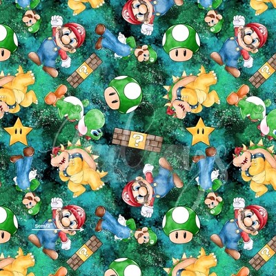 Mario, Green Toss | Digital-Print Cotton Lycra 240gsm | 150cm wide