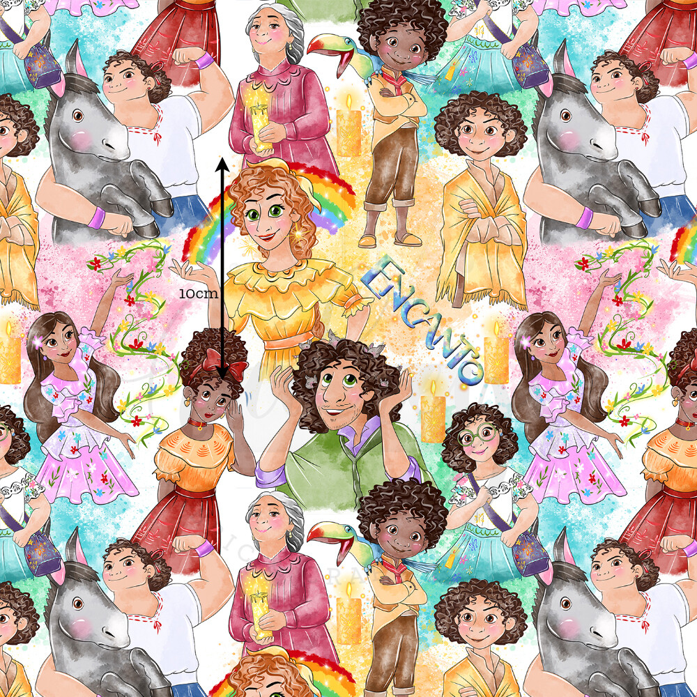 Encanto Characters, Watercolour | Digital-Print Cotton Lycra 240gsm | 150cm wide