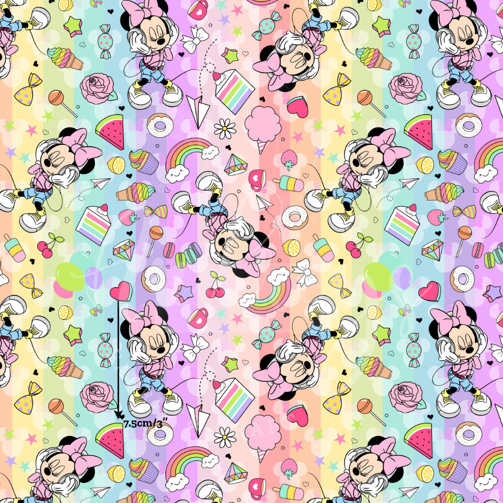 Minnie, Retro Music | Digital-Print Cotton Lycra 240gsm | 150cm wide